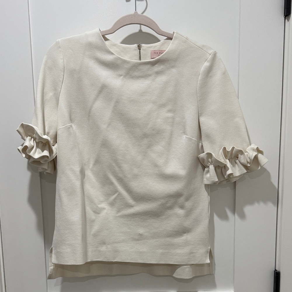Ted Baker Cream Blouse with Ruffle Detail